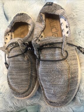 Hey Dude Grey Knit Slip-On Loafers